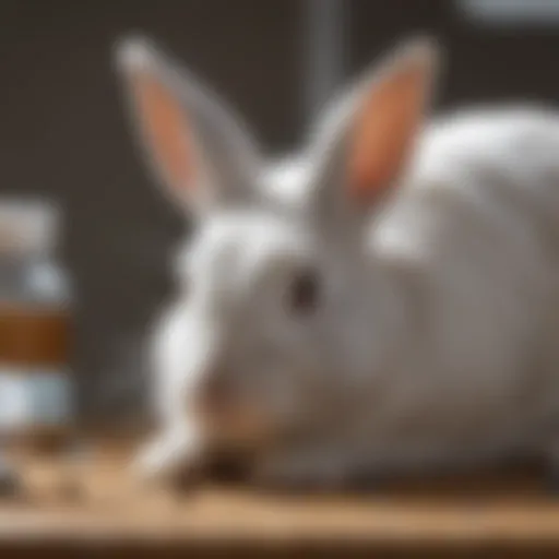 Rabbit being examined by a veterinarian