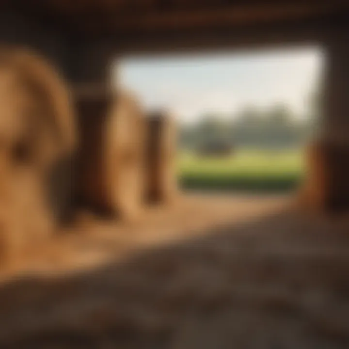 A well-organized storage area for hay bales, demonstrating best practices
