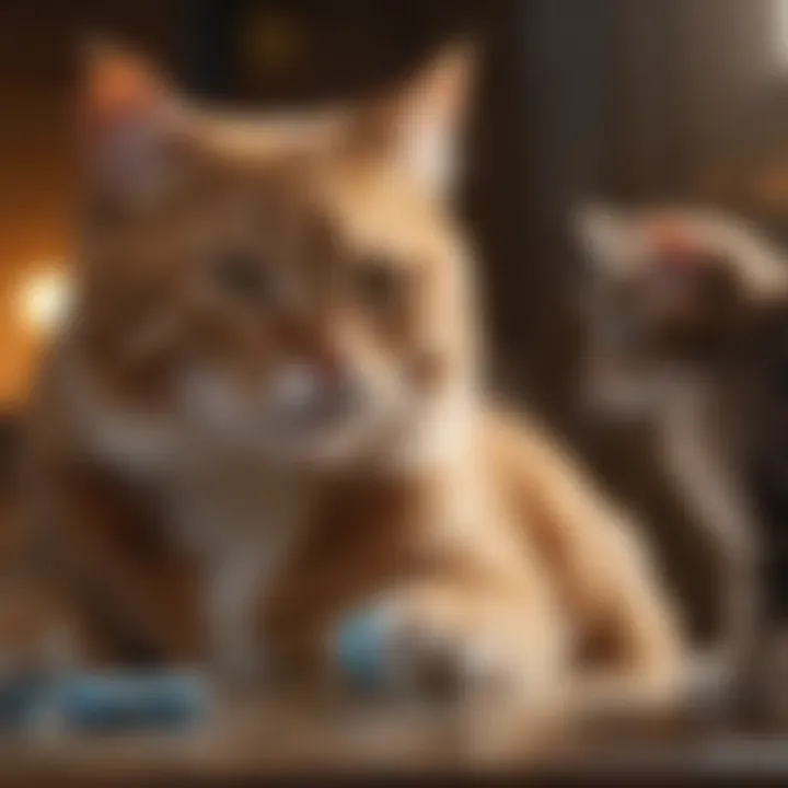 Veterinarian examining a cat for health concerns
