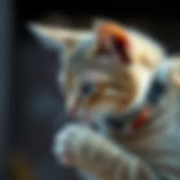 Cat examining a flea collar