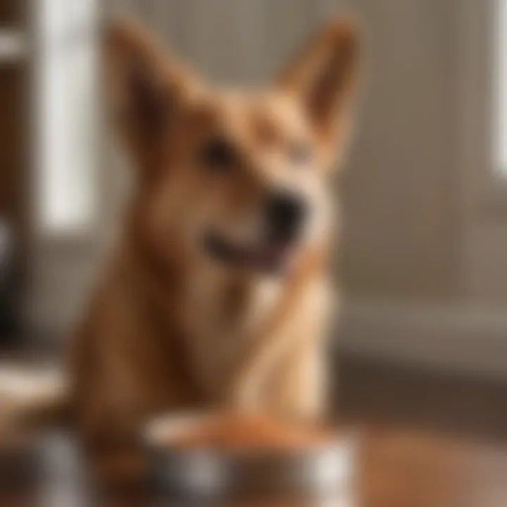 Happy dog enjoying a bowl of Canidae food