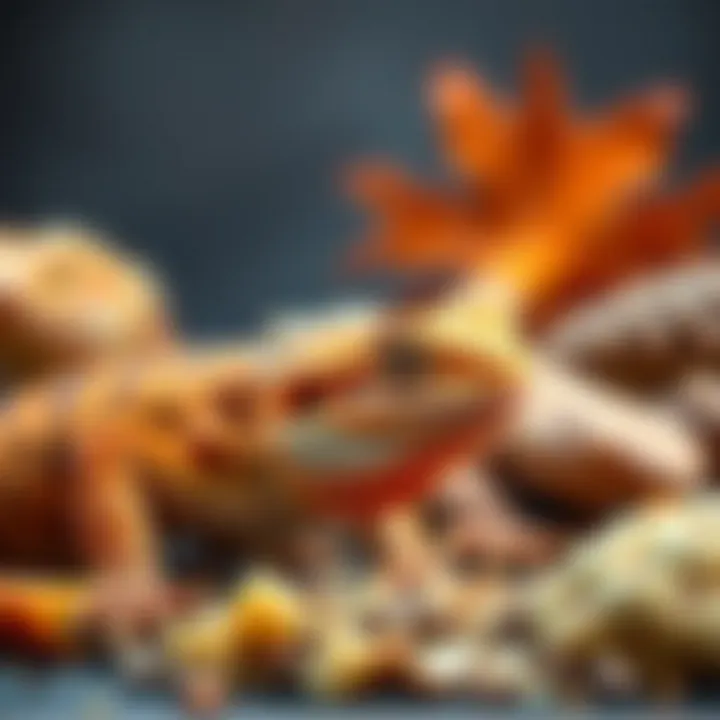 Nutritional Varieties for Bearded Dragons A vibrant assortment of healthy bearded dragon food options