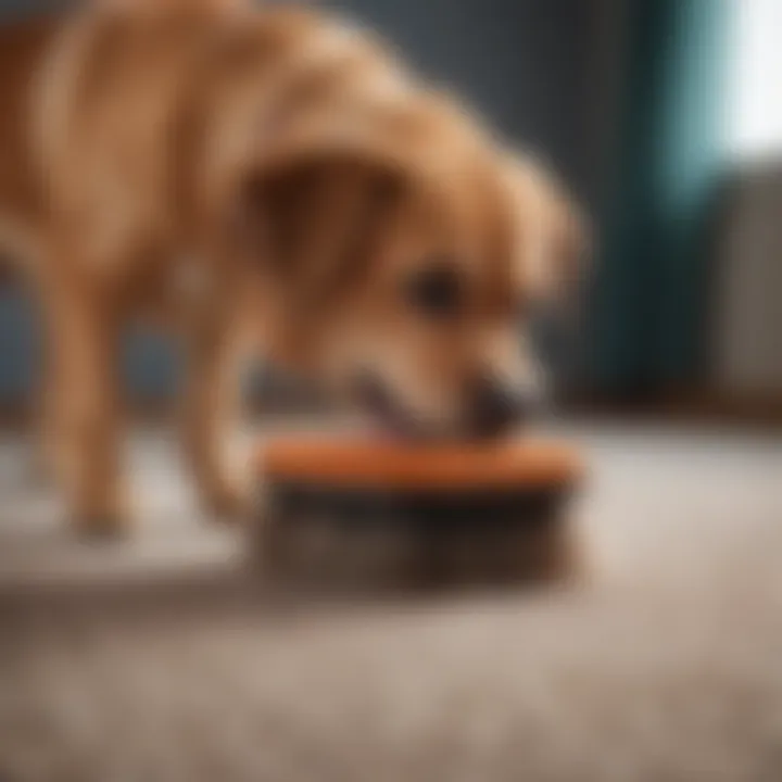 A carpet brush designed to lift and remove dog hair