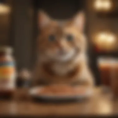 A cat enjoying a meal of specially formulated food for kidney health