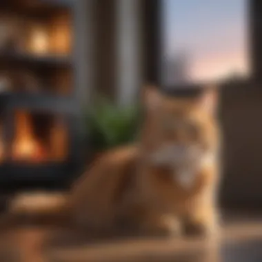 Cat Enjoying Warmth Inside Heated House Cat enjoying warmth inside a heated pet house