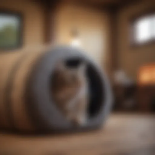 Cozy indoor cat house warmer with plush bedding