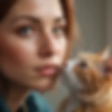 A cat receiving gentle care from a loving owner