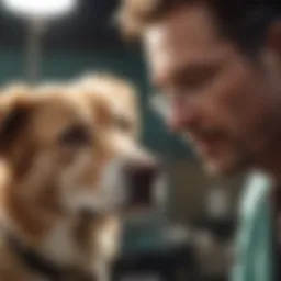 Veterinarian discussing cataract surgery costs with a pet owner