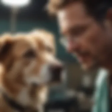 Veterinarian discussing cataract surgery costs with a pet owner