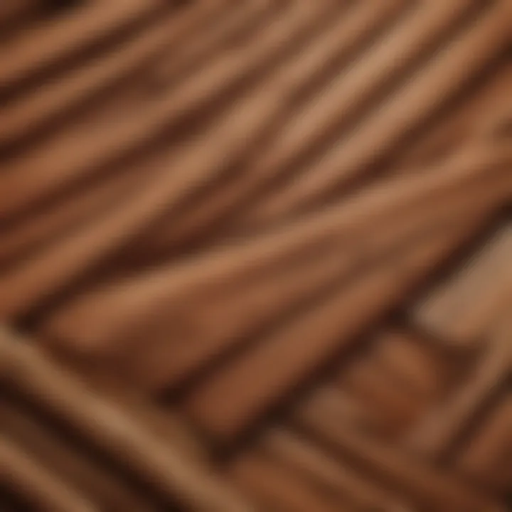 Close-up view of cedar wood's texture and grain