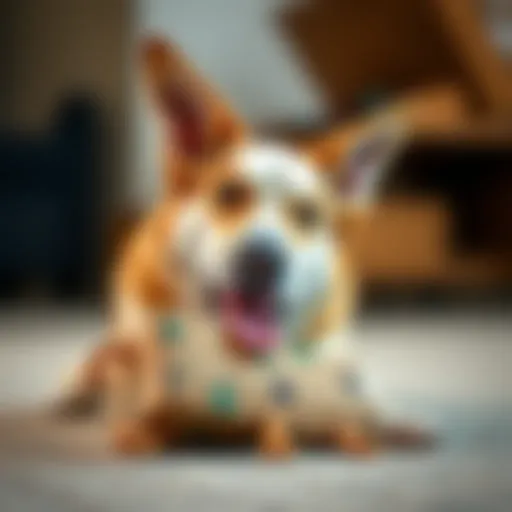 A dog enthusiastically chewing on a durable box toy, showcasing its playful nature.