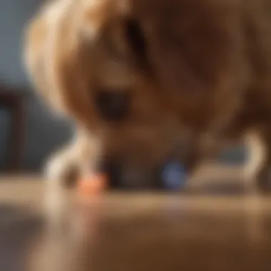 Puppy Examining Chewy Pet Tag Close-up of a chewy pet tag being inspected by a curious puppy