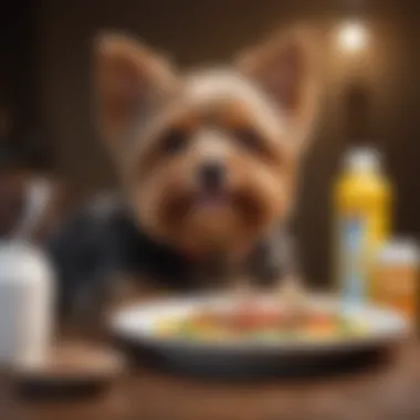 Yorkie Poo enjoying a nutritious meal