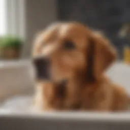 Golden Retriever enjoying a bath with shampoo