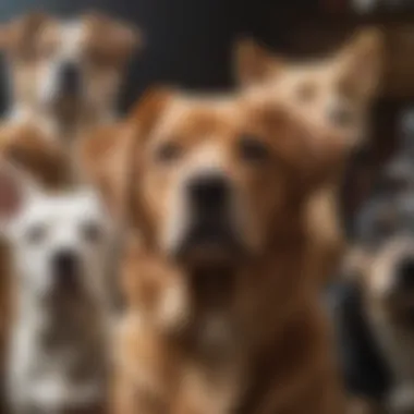 A diverse group of female dogs, each with unique names reflecting their personalities.