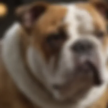 Close-up of an English Bulldog's coat showcasing shedding