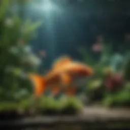 A beautifully designed fish aquarium featuring various aquatic plants and vibrant fish