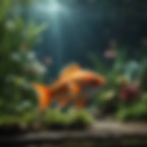 A beautifully designed fish aquarium featuring various aquatic plants and vibrant fish