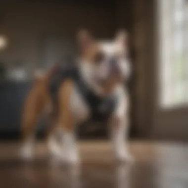 Comfort and Functionality in Bulldog Harnesses Bulldog comfortably walking while wearing a harness