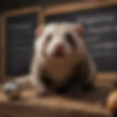 A collection of unique ferret names written on a chalkboard.