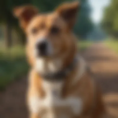Close-up of a dog wearing a comfortable collar during a walk
