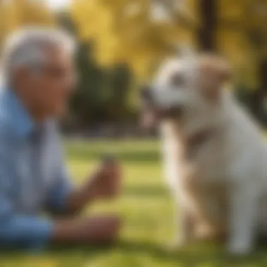 Various dog breeds suitable for seniors gathered in a park