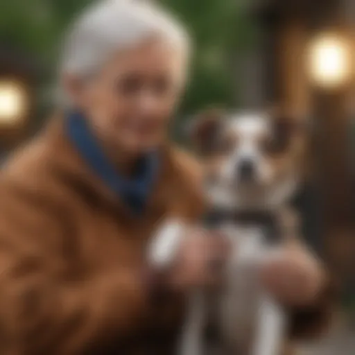 A senior enjoying a peaceful moment with a small dog