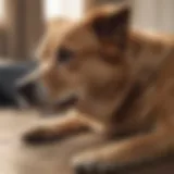 A serene environment showcasing a calm emotional support dog resting beside an individual.