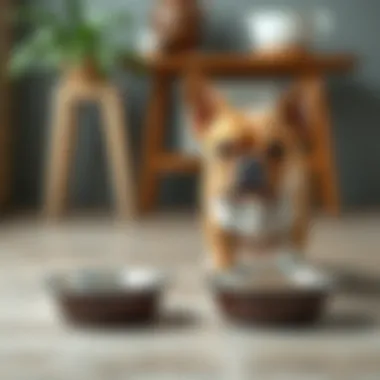 Comparative sizes of tilted bowls for dogs