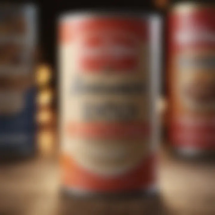 Close-up of a nutritious canned dog food label showcasing ingredients