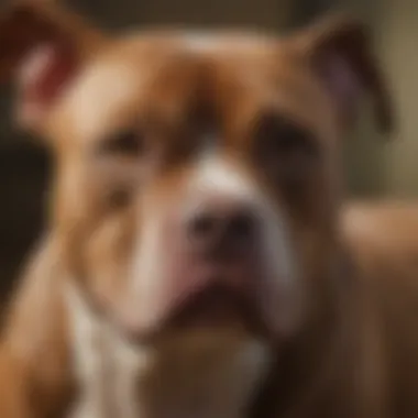 A Pitbull scratching its ear, signifying allergies.