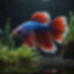 Beautiful Betta fish swimming peacefully with compatible tank mates