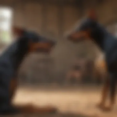 Doberman Socialization Best Practices Doberman socializing with other dogs