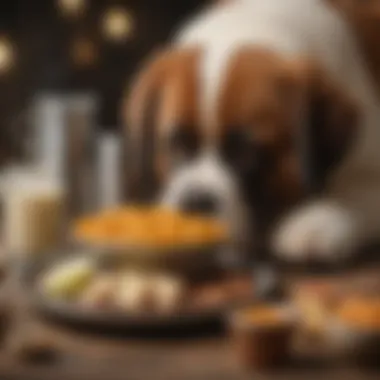 Nutritious Meal for Saint Bernard A close-up of a nutritious meal prepared for a Saint Bernard, emphasizing balanced nutrition.