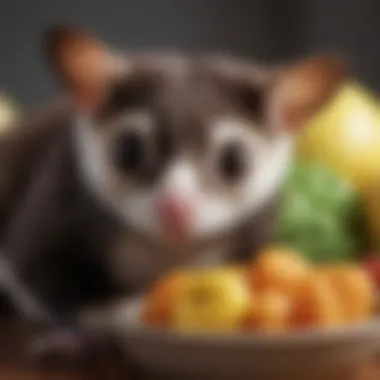 Sugar glider enjoying healthy food