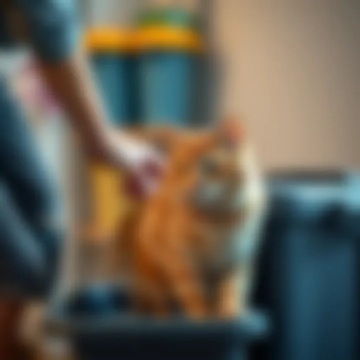 Effective Waste Management with Containers Pet owner efficiently managing litter disposal with a quality container