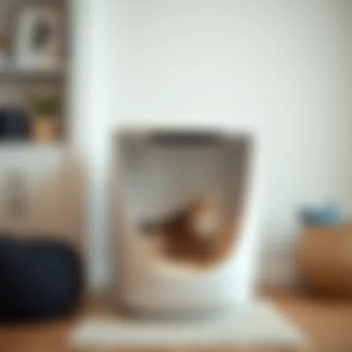 Sleek and modern kitty litter disposal container in a stylish home setting