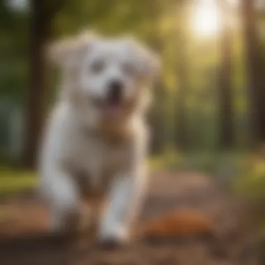 Happy senior dog playing outdoors after dietary change