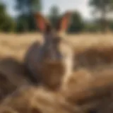 A lush field of fresh hay, a staple in rabbit diets.