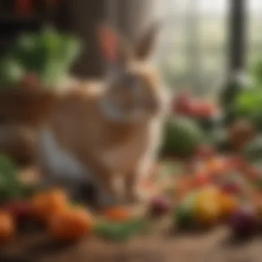Fresh Vegetables for a Healthy Rabbit A variety of colorful fresh vegetables suitable for rabbits.