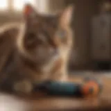 Engaging cat playing with a battery-operated toy