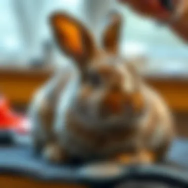 Calm Rabbit Grooming Experience A serene rabbit sitting calmly during grooming