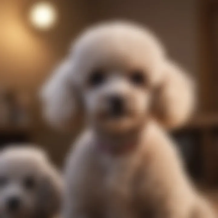 Interactive training session with a female Poodle puppy