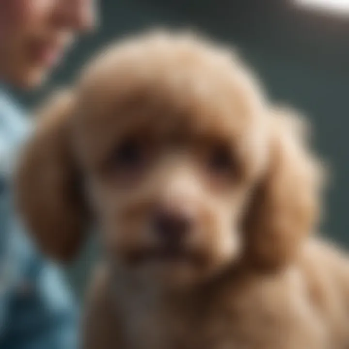Healthy female Poodle puppy undergoing a vet check-up