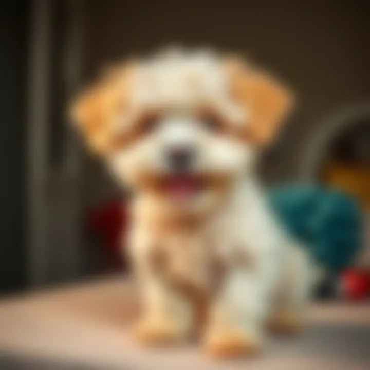 Happy Maltipoo puppy after grooming