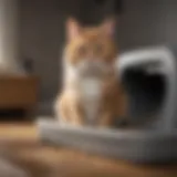 A cat using a litter box with satisfaction