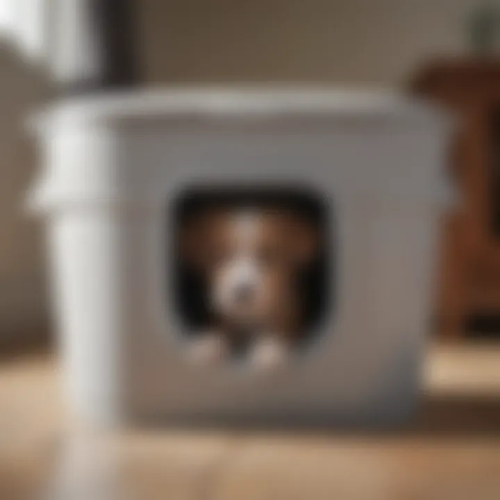 A puppy being trained to use a litter box, illustrating effective training techniques.