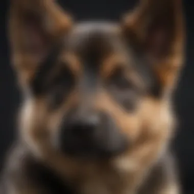 Close-up of Mini German Shepherd's Features Close-up of a Mini German Shepherd puppy showcasing its striking features
