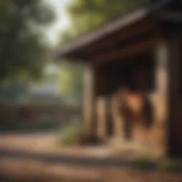 Spacious outdoor horse stall with natural lighting