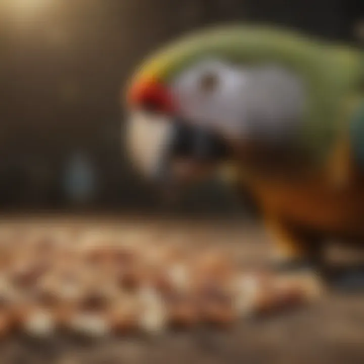 A parrot enjoying a healthy mix of seeds and nuts